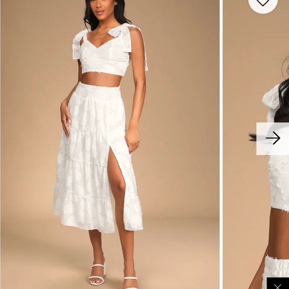 White Two Piece white floral midi dress - Picture 1 of 4